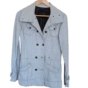 Hurley Women's Light Gray Pea Coat S Casual Utility Skater Grunge